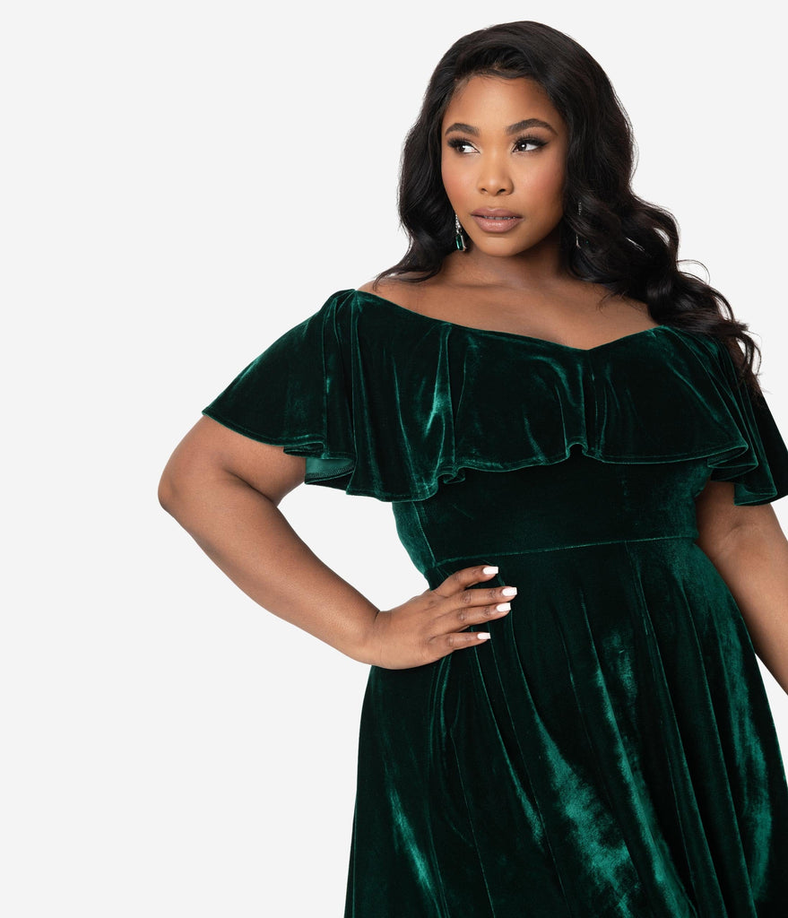 Emerald Velvet Gidget Fit ☀ Flare Dress